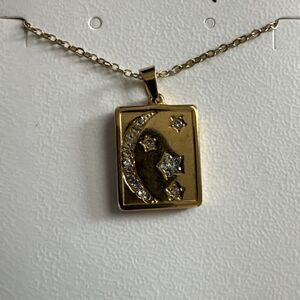 Moon Pendant Expendable Necklace Stars Cubic Zirconia Stainless Steel Gift Women